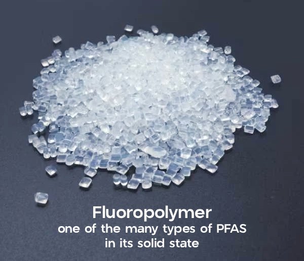Fluoropolymers are a type of PFAS that look like little white plastic beads the size of BB pellets